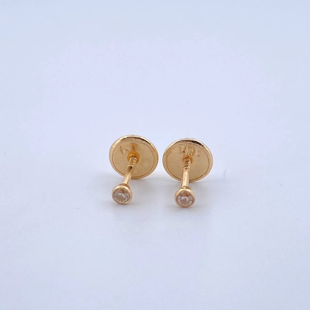 Topos Bisel 0.4gr / 2mm Circon Blanco Oro Amarillo 18K ©
