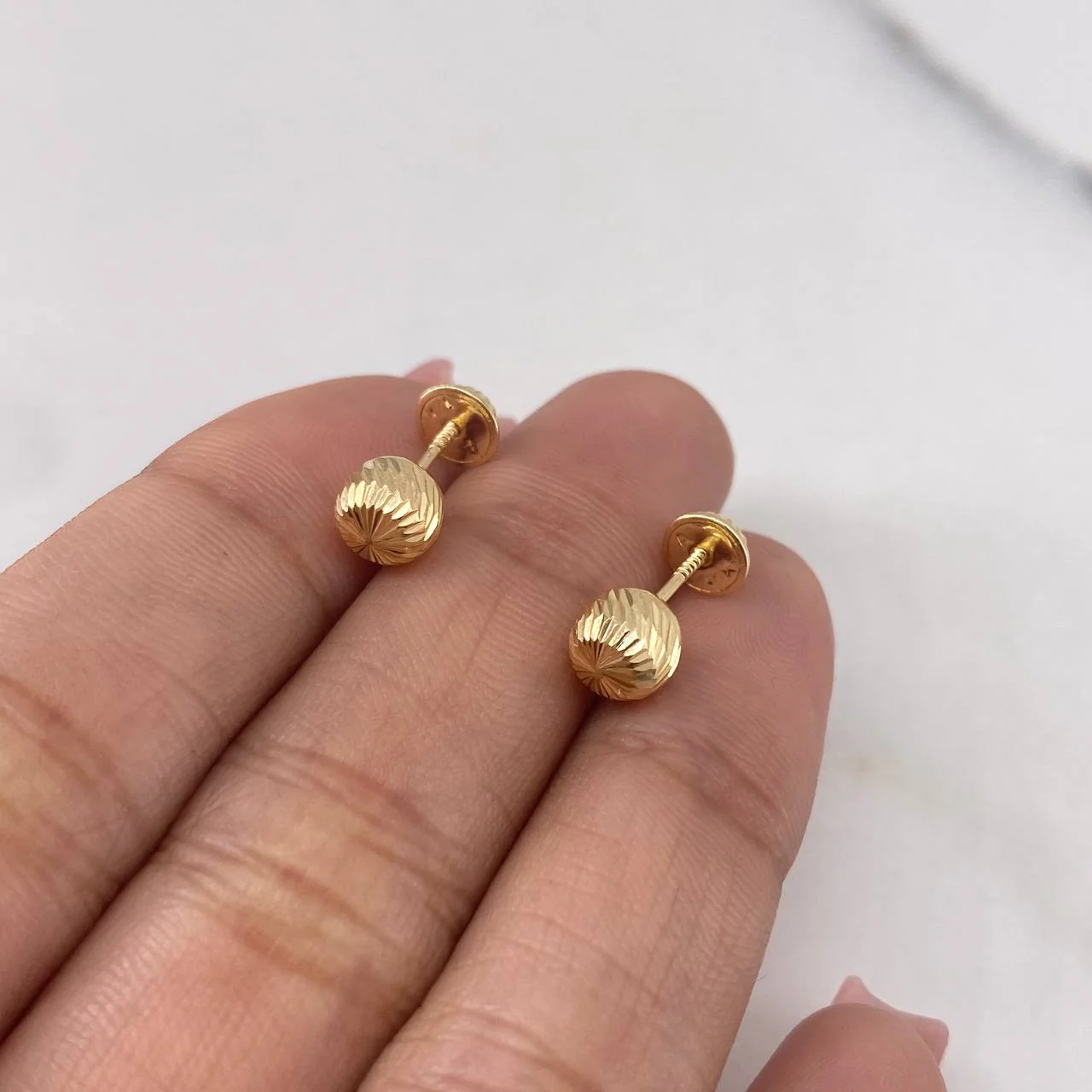 Topos Bola 0.8gr / 6mm Diamantadas Oro Amarillo 18K - Image 3