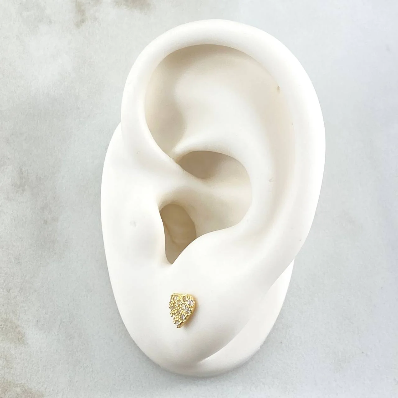Topos Corazon Tupido 0.85gr / 6mm Circones Blancos Oro Amarillo 18K © - Image 3