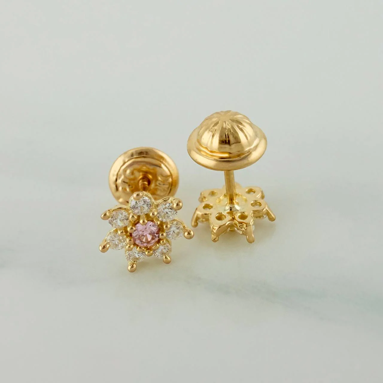 Topos Flor 0.95gr / 4mm Oro Amarillo 18K & - Image 2