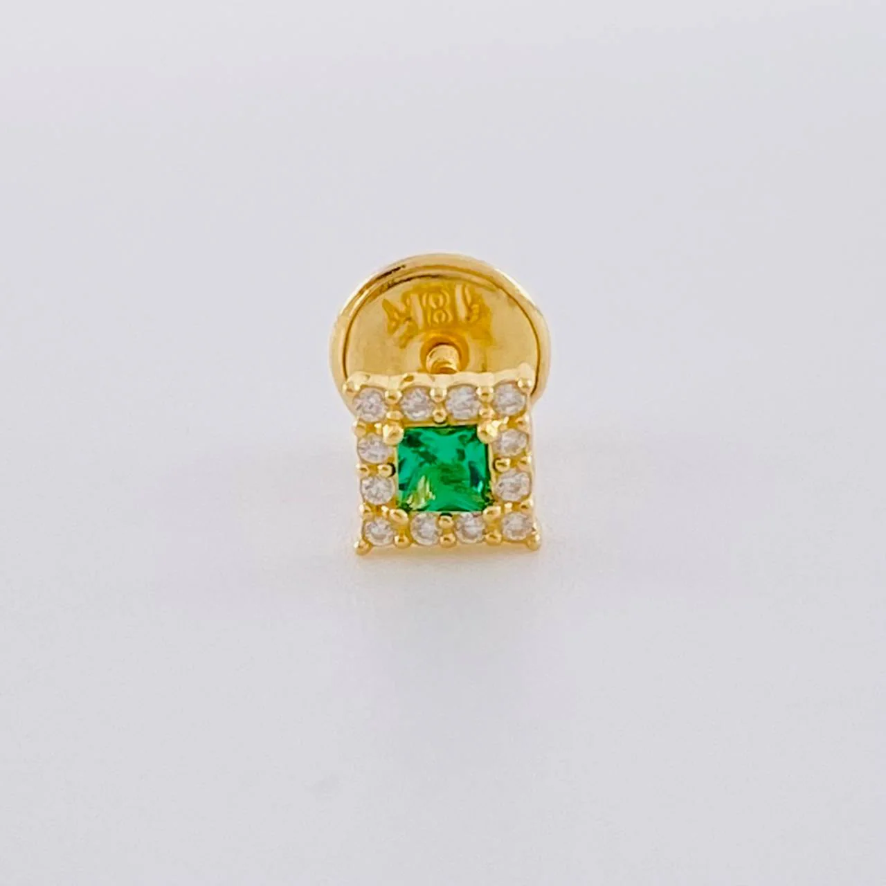 Topo Solitario Halo Cuadrado 0.3 g / 4.4 mm Oro Amarillo 18K